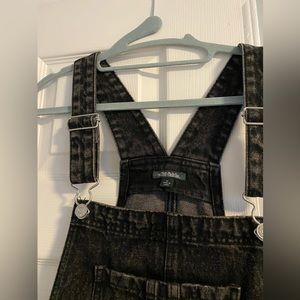 Wild Fable Denim Bib Overall Jumper Dress black Adjust Straps Raw Hem Sz Med🖤